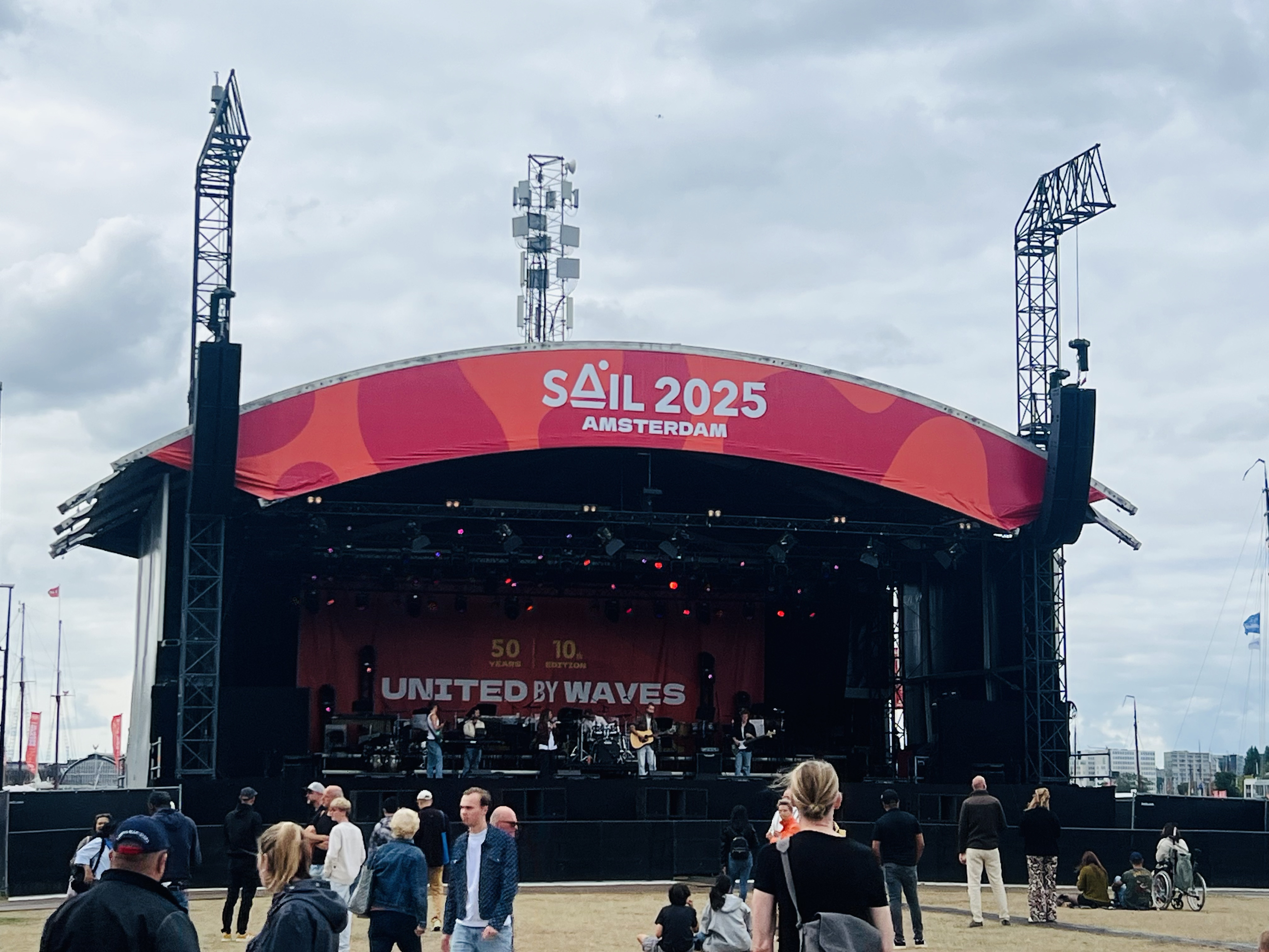 Stage with a band playing
